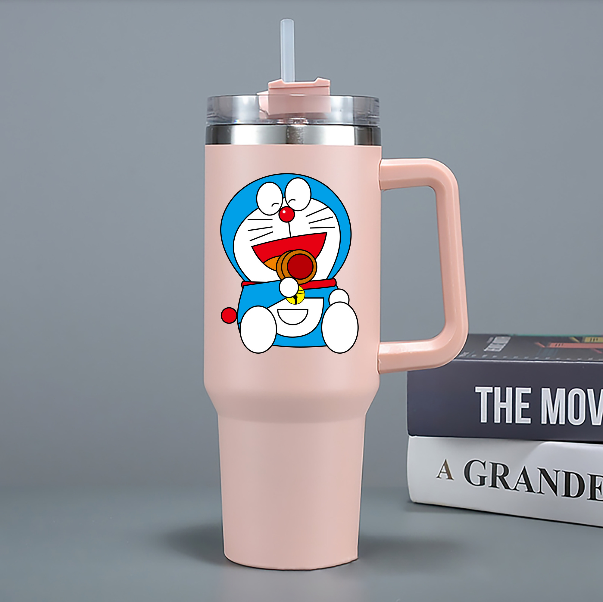 （画像用） ドラえもん Doraemon 1200mL車用タンブラー - クリスタルステッカー（プラスチックストロー付き）